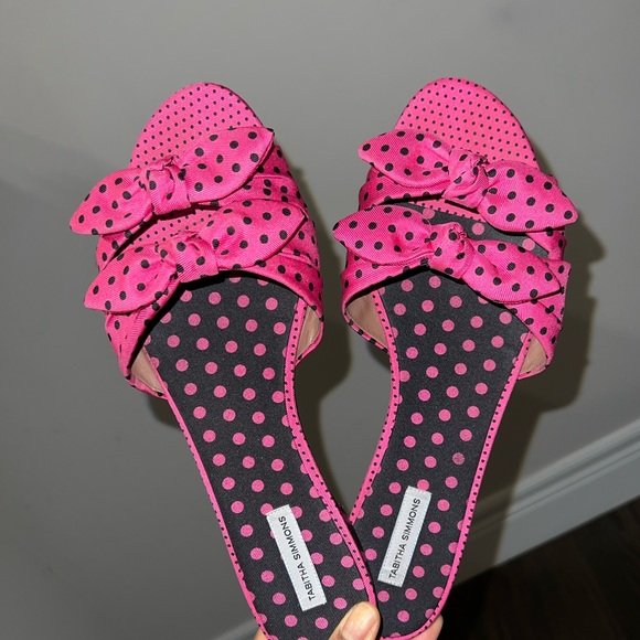 Size 40 - Tabitha Simmons Pink Cleo Polka dots bow slippers - Picture 4 of 12